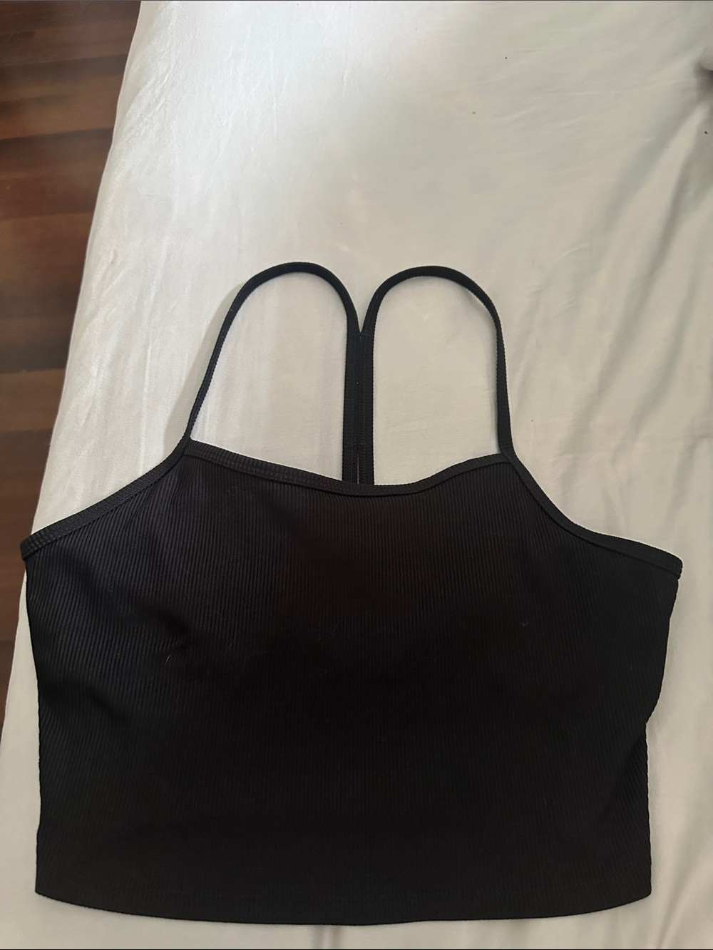 ALO Yoga Black Ribbed Strappy Sports Bra Crop Top Medium - Picture 5 of 7